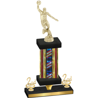 Premium Single Flag USA Second Place Basketball Trophy