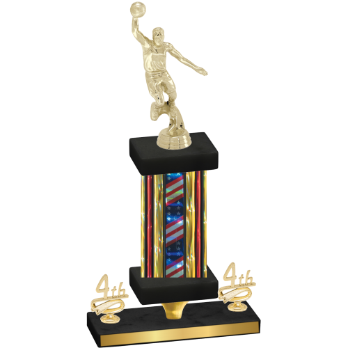 Premium Single Flag USA Fourth Place Basketball Trophy