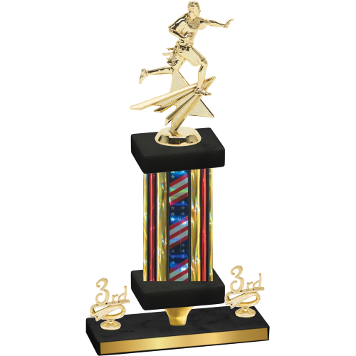 Premium Single Flag USA Third Place Flag Football Trophy