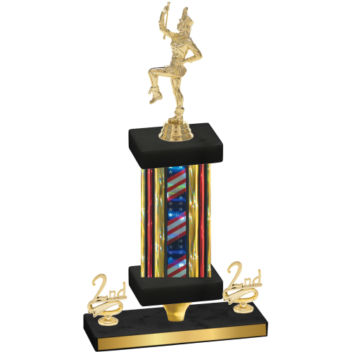 Premium Single Flag USA Second Place Majorette Trophy