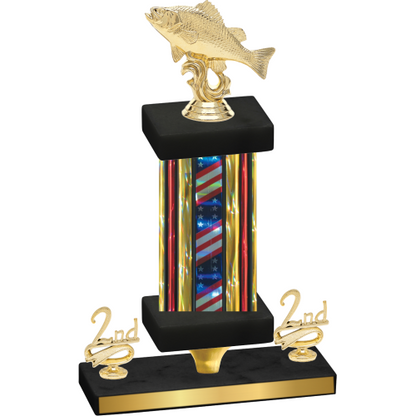 Premium Single Flag USA Second Place Fishing Trophy