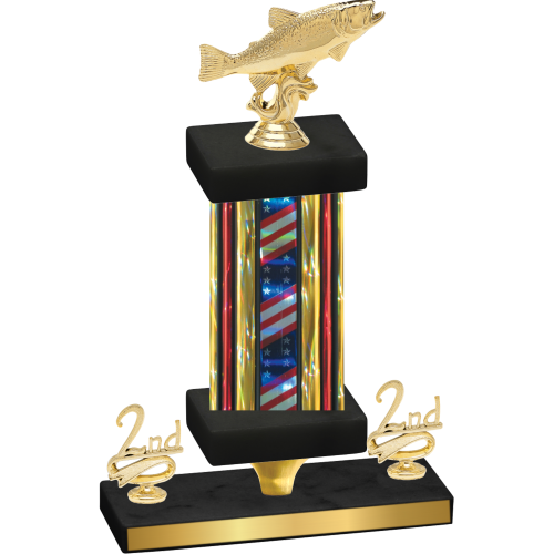Premium Single Flag USA Second Place Fishing Trophy