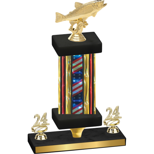 Premium Single Flag USA Year Fishing Trophy