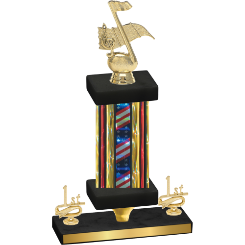 Premium Single Flag USA First Place Music Trophy