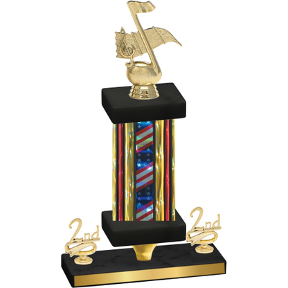 Premium Single Flag USA Second Place Music Trophy