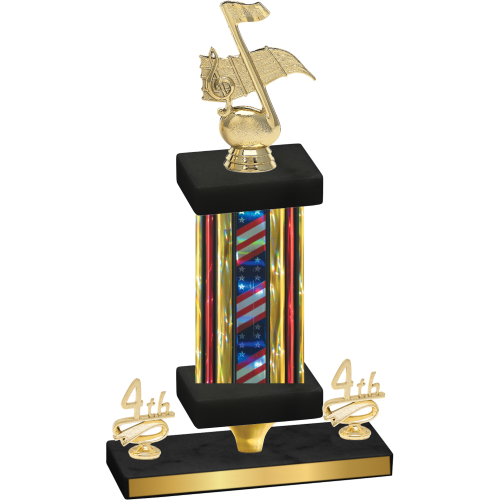 Premium Single Flag USA Fourth Place Music Trophy