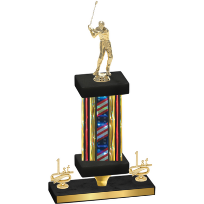 Premium Single Flag USA First Place Golf Trophy