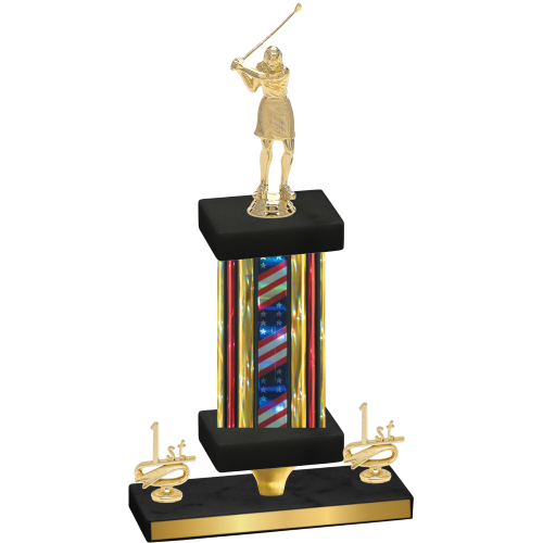 Premium Single Flag USA First Place Golf Trophy
