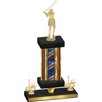 Premium Single Flag USA First Place Golf Trophy