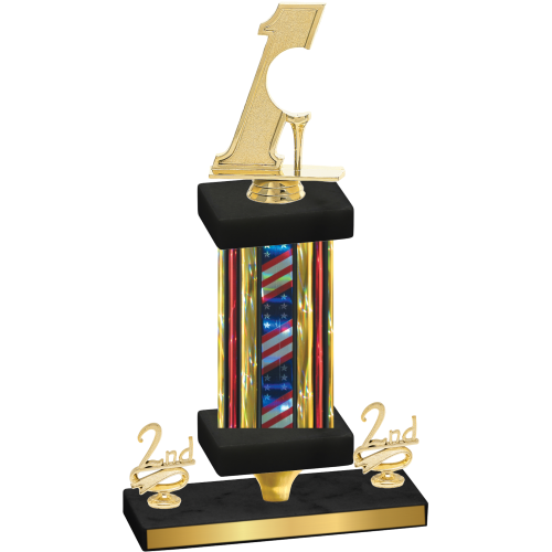 Premium Single Flag USA Second Place Golf Trophy