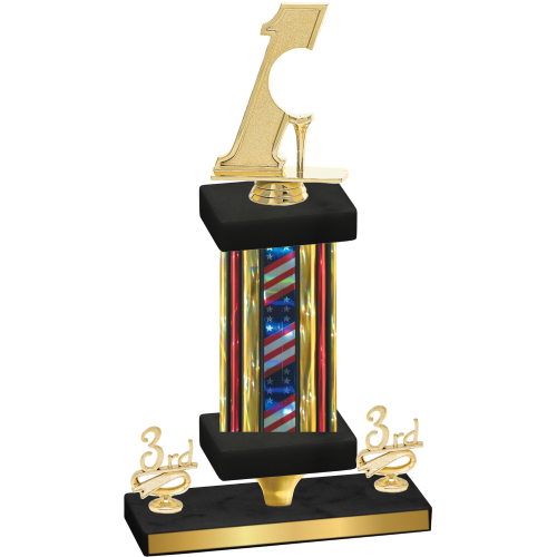 Premium Single Flag USA Third Place Golf Trophy