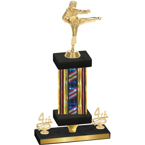 Premium Single Flag USA Fourth Place Karate Trophy