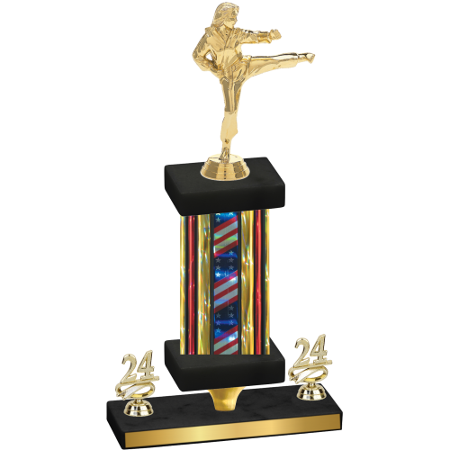 Premium Single Flag USA Year Karate Trophy
