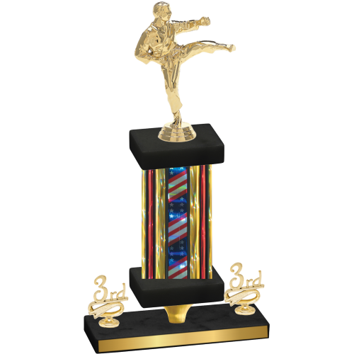 Premium Single Flag USA Third Place Karate Trophy