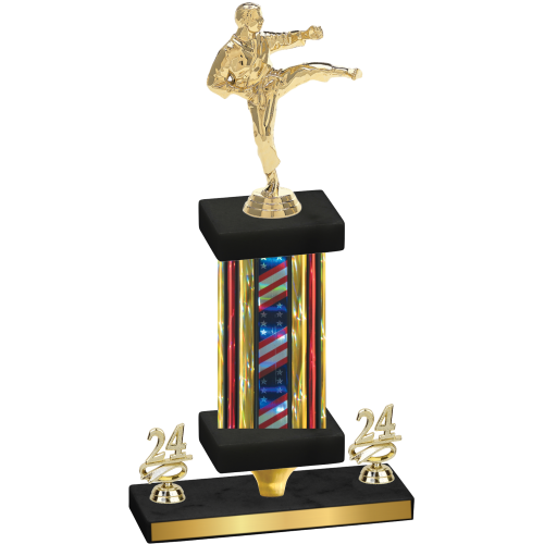 Premium Single Flag USA Year Karate Trophy