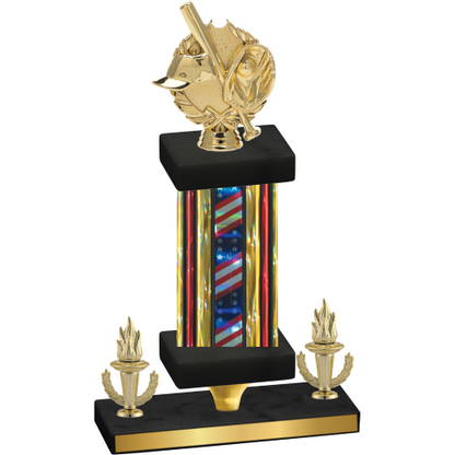 Premium Single Flag USA Victory Baseball Trophy