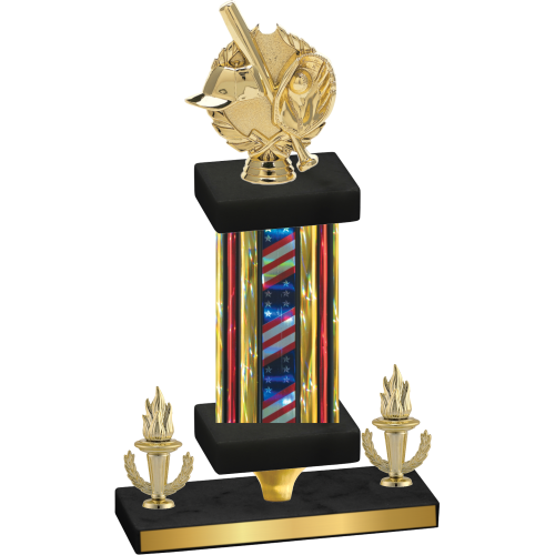 Premium Single Flag USA Victory Baseball Trophy