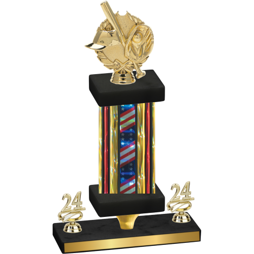 Premium Single Flag USA Year Baseball Trophy
