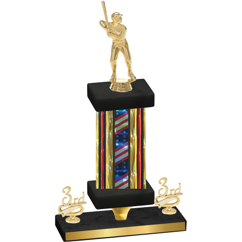 Premium Single Flag USA Third Place Baseball Trophy