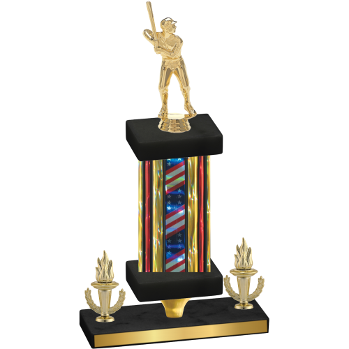 Premium Single Flag USA Victory Baseball Trophy