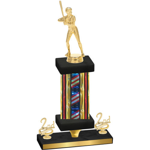 Premium Single Flag USA Second Place Softball Trophy