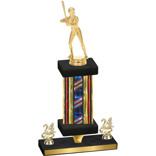 Premium Single Flag USA Year Softball Trophy