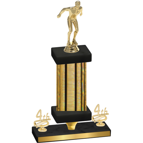 Premium Single Gold Glacier Fourth Place Swimming Trophy