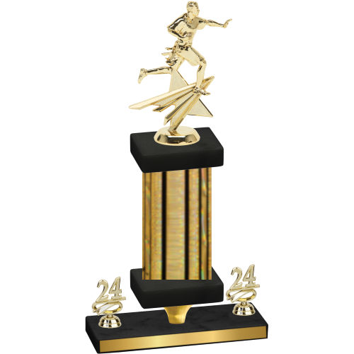Premium Single Gold Glacier Year Flag Football Trophy
