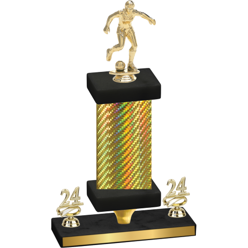 Premium Single Gold Carbon Fiber Year Soccer Trophy