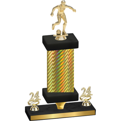 Premium Single Gold Carbon Fiber Year Soccer Trophy
