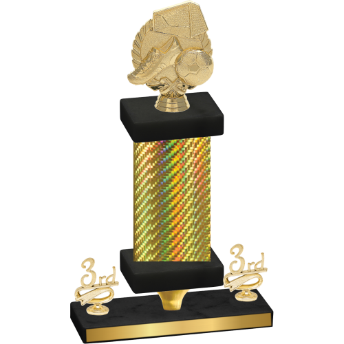 Premium Single Gold Carbon Fiber Third Place Soccer Trophy
