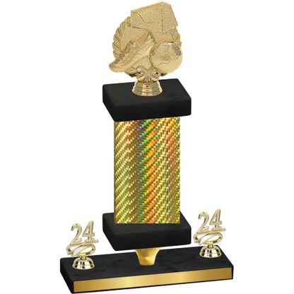 Premium Single Gold Carbon Fiber Year Soccer Trophy