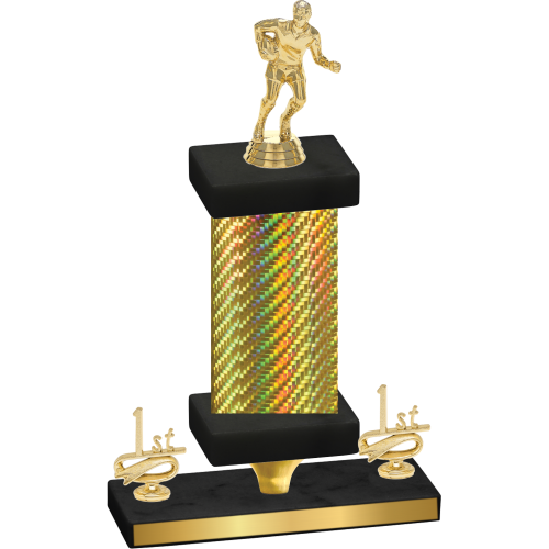 Premium Single Gold Carbon Fiber First Place Rugby Trophy
