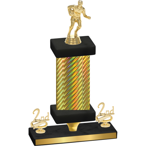 Premium Single Gold Carbon Fiber Second Place Rugby Trophy