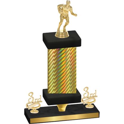 Premium Single Gold Carbon Fiber Third Place Rugby Trophy