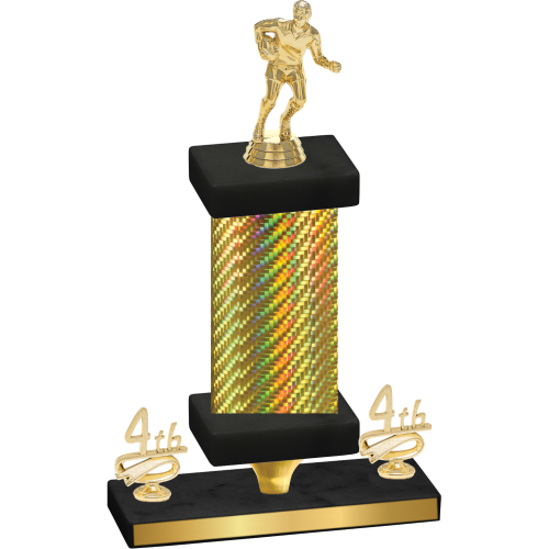 Premium Single Gold Carbon Fiber Fourth Place Rugby Trophy