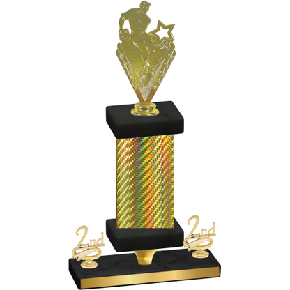 Premium Single Gold Carbon Fiber Second Place Rugby Trophy