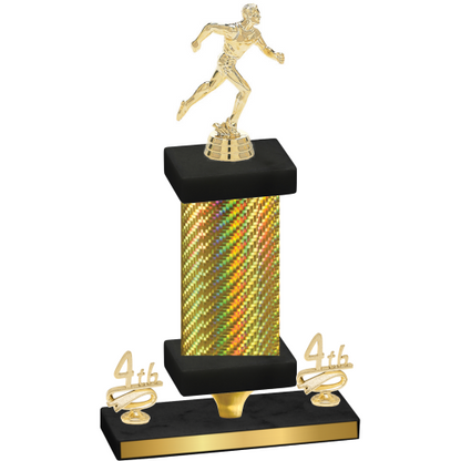Premium Single Gold Carbon Fiber Fourth Place Running Trophy