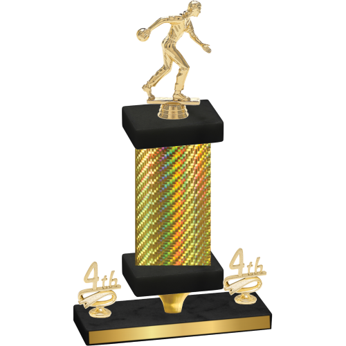 Premium Single Gold Carbon Fiber Fourth Place Bowling Trophy