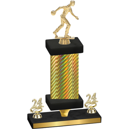 Premium Single Gold Carbon Fiber Year Bowling Trophy