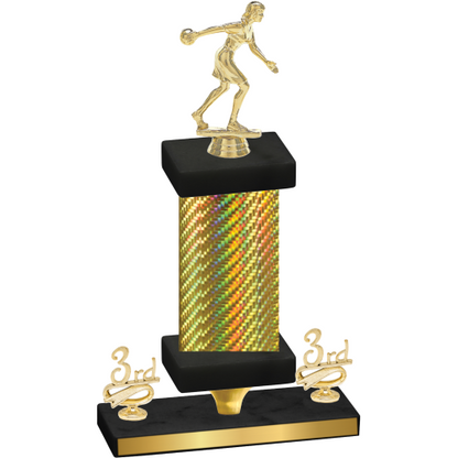 Premium Single Gold Carbon Fiber Third Place Bowling Trophy