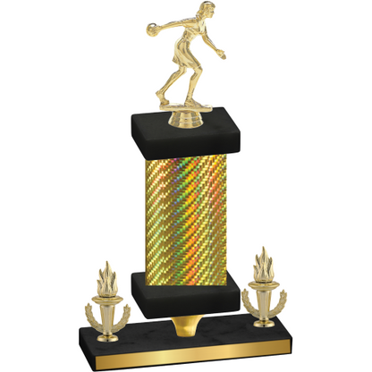 Premium Single Gold Carbon Fiber Victory Bowling Trophy