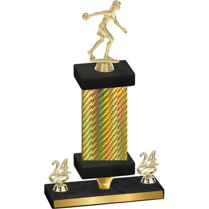 Premium Single Gold Carbon Fiber Year Bowling Trophy