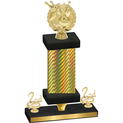 Premium Single Gold Carbon Fiber Second Place Bowling Trophy