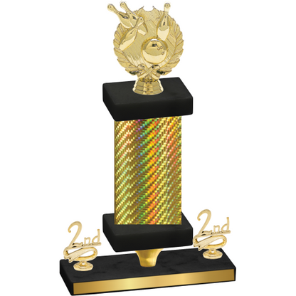 Premium Single Gold Carbon Fiber Second Place Bowling Trophy
