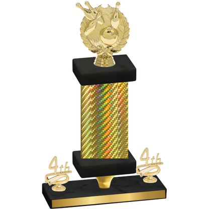 Premium Single Gold Carbon Fiber Fourth Place Bowling Trophy