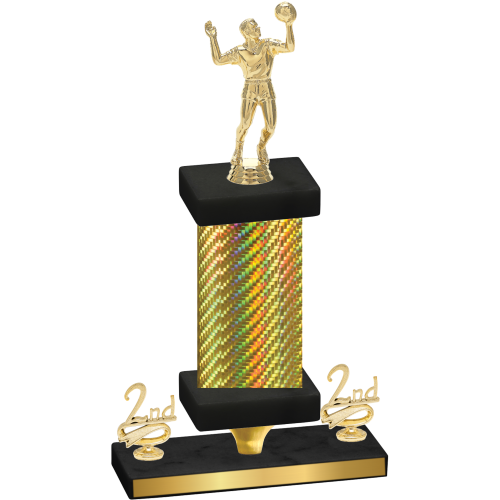 Premium Single Gold Carbon Fiber Second Place Volleyball Trophy