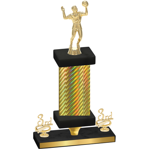 Premium Single Gold Carbon Fiber Third Place Volleyball Trophy