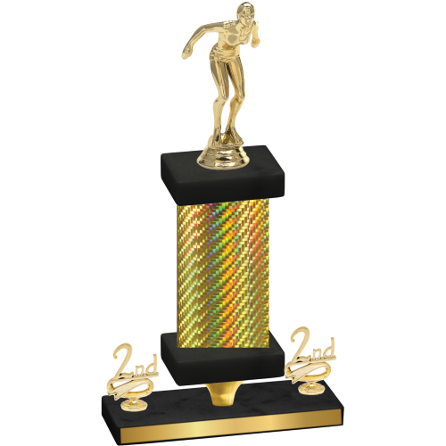 Premium Single Gold Carbon Fiber Second Place Tennis Trophy