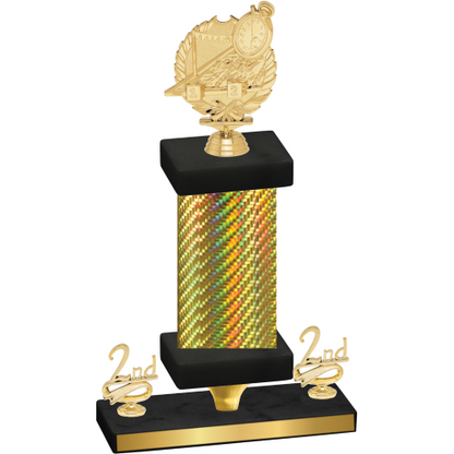 Premium Single Gold Carbon Fiber Second Place Swimming Trophy